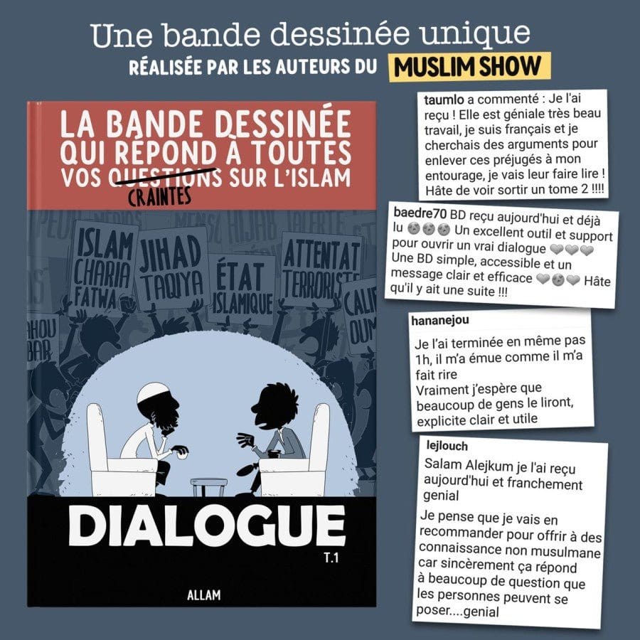 Dialogue - Tome 1 : La BD qui répond à toutes vos craintes sur l'islam de Norédine Allam BDouin Livre Islam Enfant 9789998770621 Librairie Musulmane Al-imen