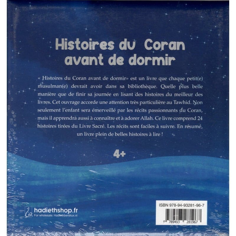Histoires du Coran avant de dormir (à partir de 4 ans) Hadieth Benelux Livre Islam Enfant 9789493281967 Librairie Musulmane Al-imen