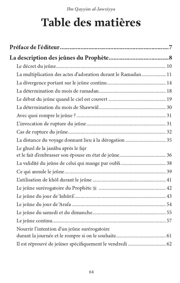 La description des jeûnes du Prophète par Ibn Al-Qayyim Al-Jawziyya Al-Hadîth Livre > Islam > Ramadan 9782875453907 Librairie Musulmane Al-imen