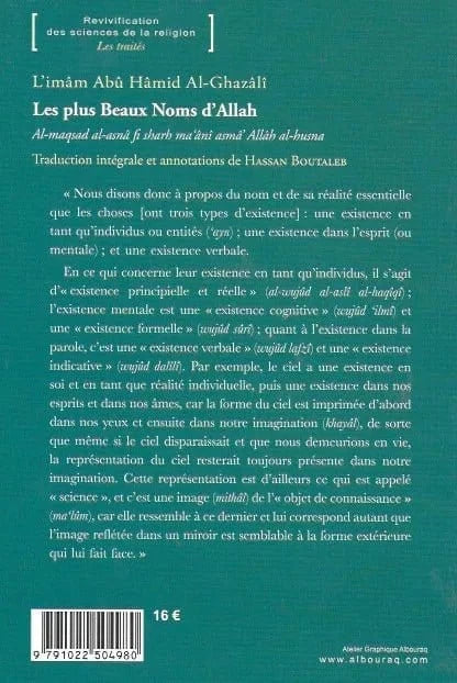Les plus Beaux Noms d’Allah d'Abu Hamid Al-Ghazali Al Bouraq Livre > Islam 9791022504980 Librairie Musulmane Al-imen