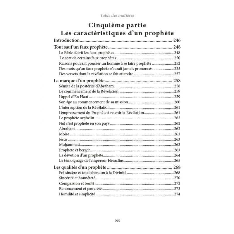 Muhammad est le Prophète de Dieu - 100 preuves irréfutables par Rachid Maach - Éditions Al-Hadîth - Table des matières 5ème partie