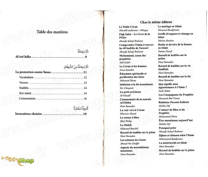 Al Isti'adha La protection contre Satan Tawhid Livre > Islam > Tawhid / Aqidah (Croyance) 9782848621593 Librairie Musulmane Al-imen