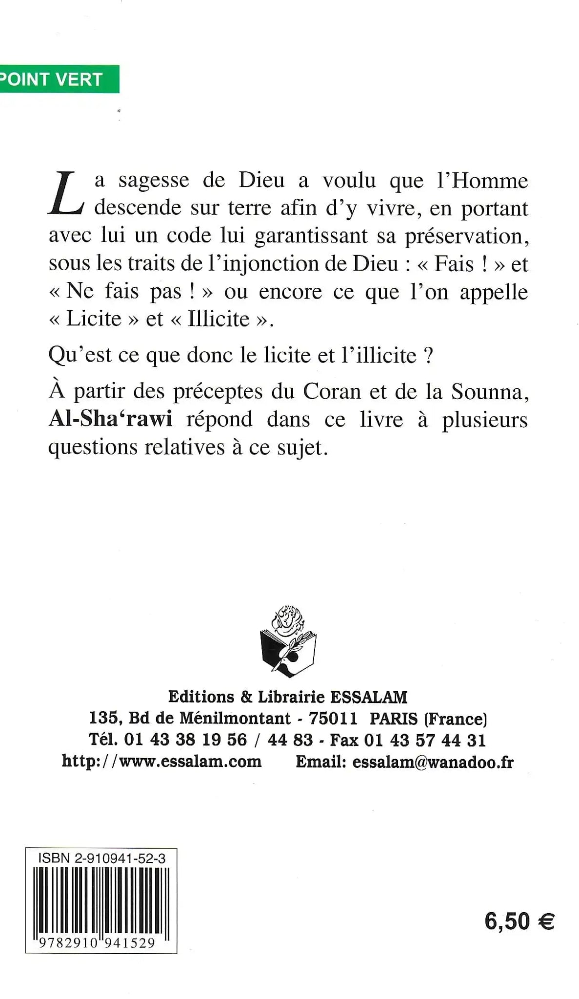 Le licite et l'illicite - Al Sha'rawi - Essalam - Livres par édition par Essalam disponible chez Al - imen