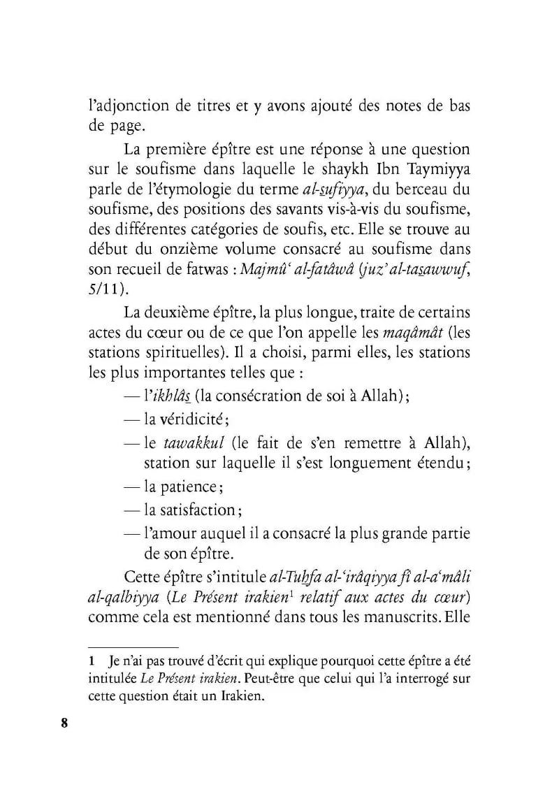 Les voies du cheminement spirituel par Ibn Taymiyyah Al - imen