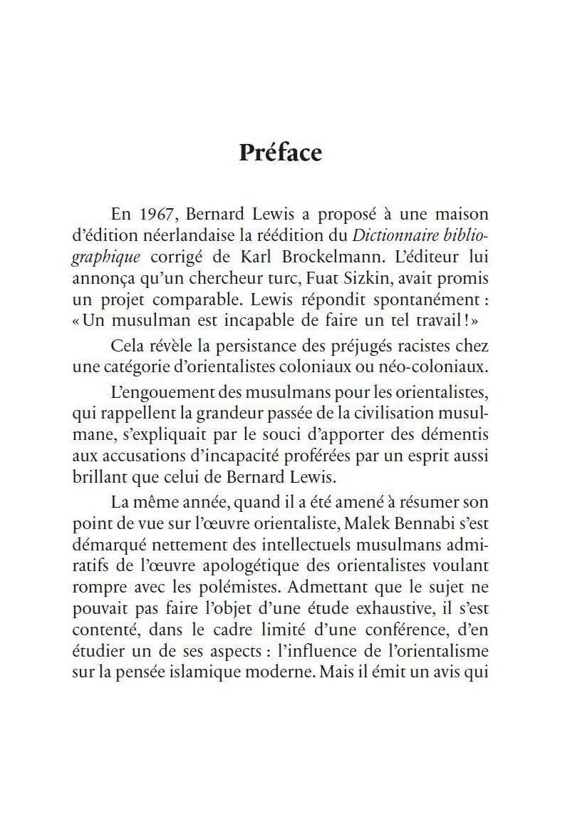 L'œuvre des orientalistes - Son influence sur la pensée islamique moderne par Malek Bennabi Al - imen