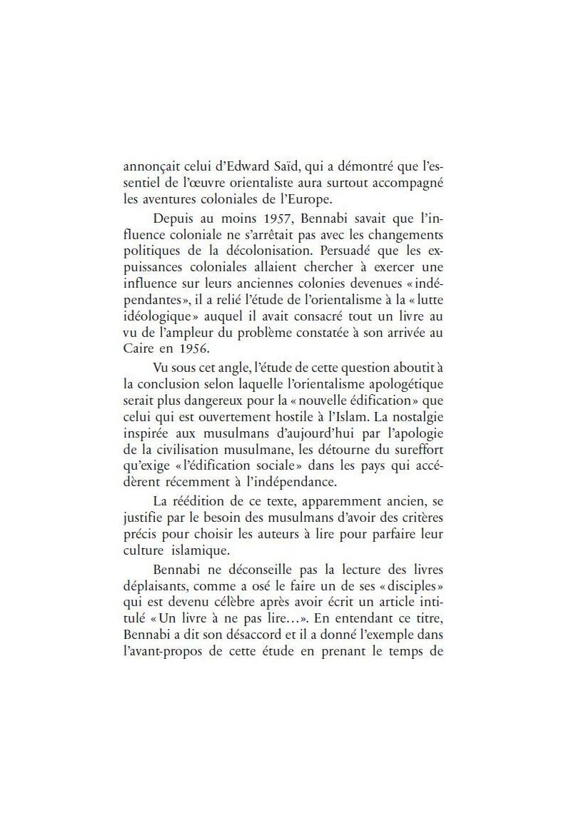 L'œuvre des orientalistes - Son influence sur la pensée islamique moderne par Malek Bennabi Al - imen