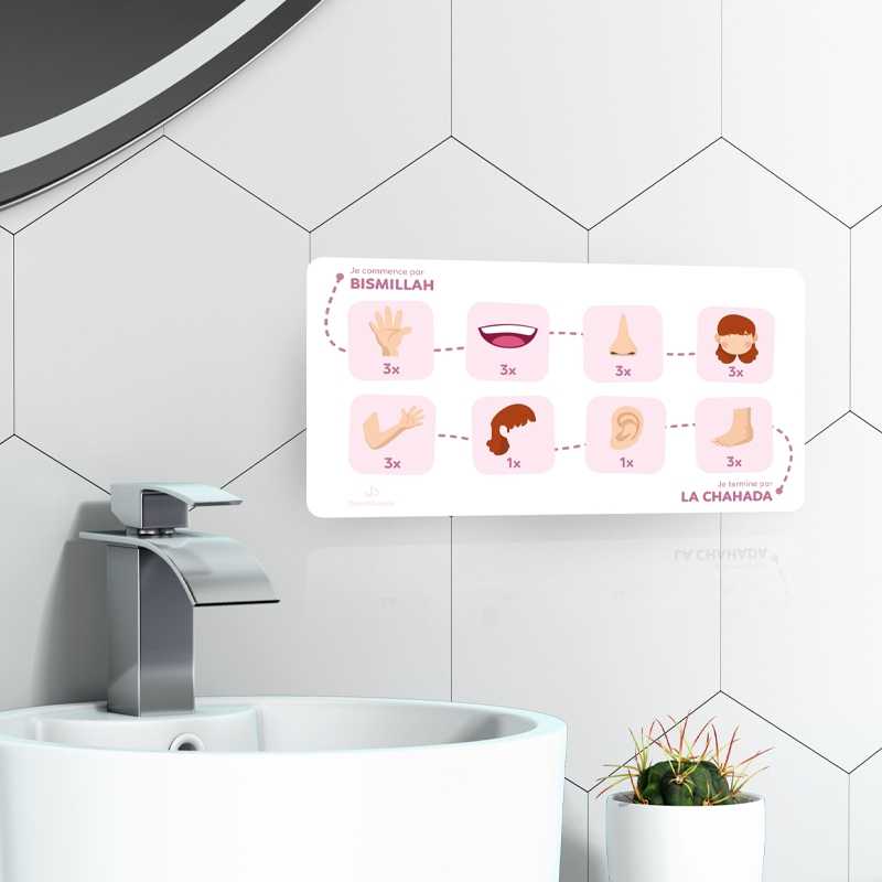 Mon tableau des ablutions - Rose – Mes ablutions pas à pas - Éditions DeeniLearn disponible chez Al - imen