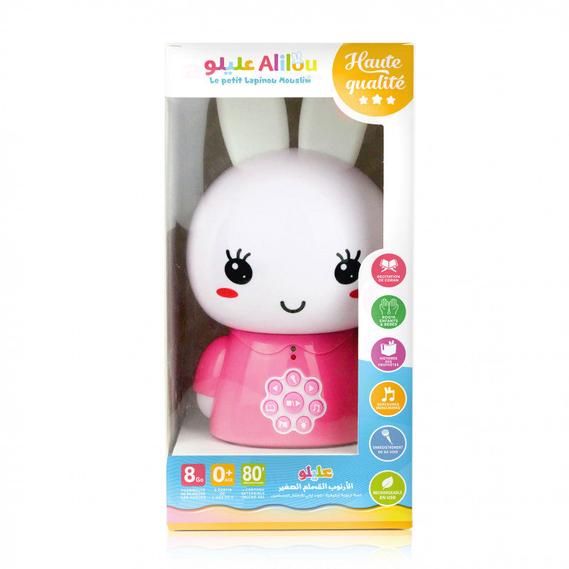 ALILOU (Couleur Rose) Le petit Lapinou Mouslim - Jouet / Veilleuse Ludo-éducatif pour enfants musulmans